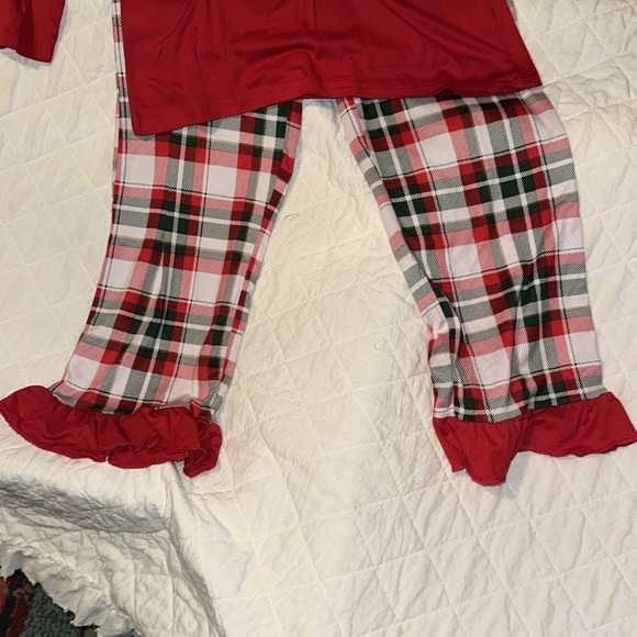 ROYAL STANDARD MANSFIELD PLAID RUFFLE SLEEP PANTS & RED TOP GIRLS M (8) - Picture 3 of 8